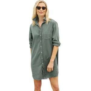 New Frank & Eileen Mary Linen Button Up Classic Shirt Dress Thyme Green Small